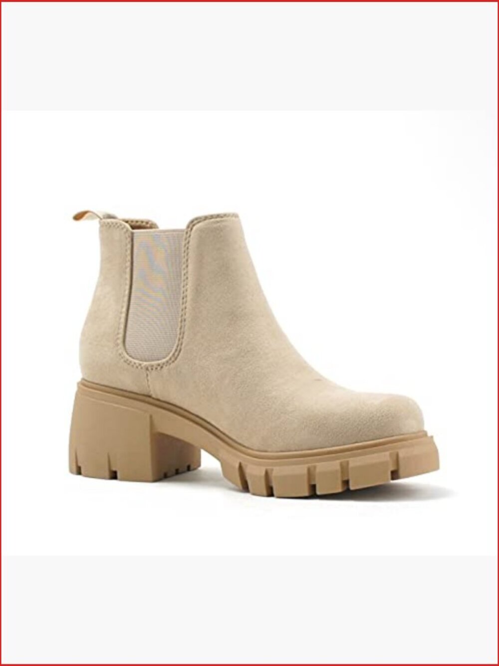 Lug Sole Mid Heel Chelsea Ankle Bootie with Elastic Gore - Picture 4 of 5